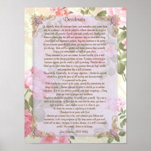 Poster Os Desiderata "desejaram coisas", prosa floral