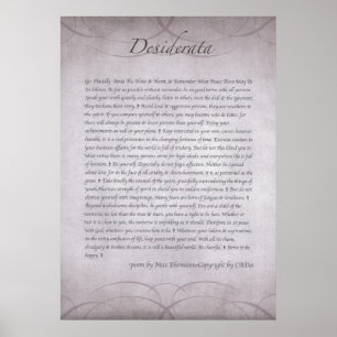 Pôster Os DESIDERATA na lavanda colocam para sempre