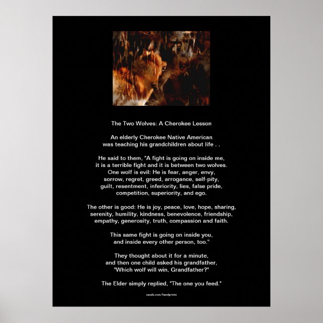 Poster Os dois WOLVES CHEROKEE TALE Nativo Americano (Frente)