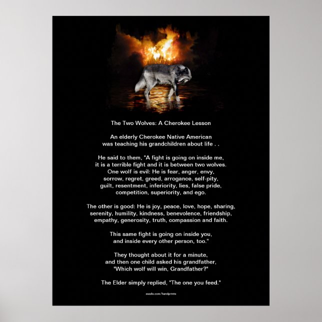 Poster Os dois WOLVES CHEROKEE TALE Nativo Americano (Frente)