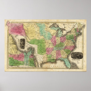 Poster Os Estados Unidos com estados orientais