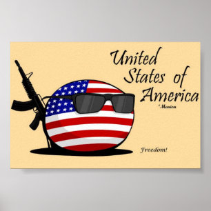 Pôster Os Estados Unidos da América (EUA) Countryball