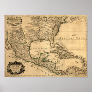 Pôster Os Estados Unidos e mapa do sul de América Centra