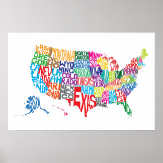 Poster Os Estados Unidos em Nomes