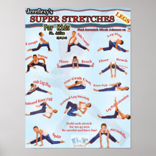 Poster Os estiramentos super de Jereflexy para miúdos