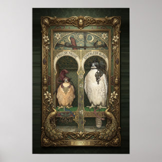 Poster Os Falcões do Leste - Falcoaria Art Nouveau
