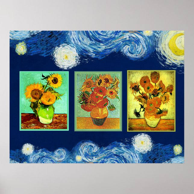 Poster Os famosos Sunflower de Van Gogh (Frente)