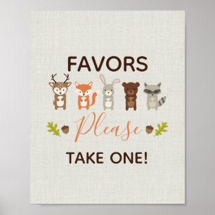 Poster Os favores do chá de fraldas da floresta