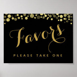 Poster Os favores Dourados & pretos party ou o sinal do