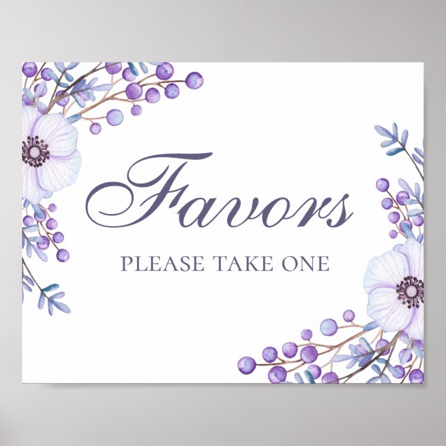 Poster Os favores tomam um. Sinal de casamento de flores  (Frente)