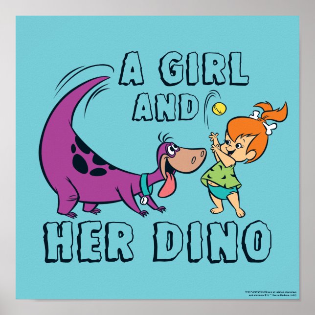 Poster Os Flintstones | Pebbles & Dino Play Ball (Frente)