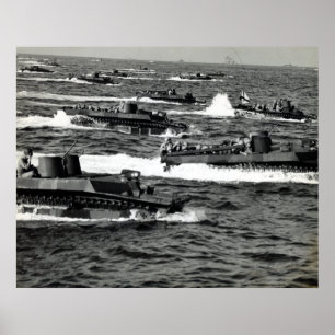 Pôster Os fuzileiros navais de WWII E.U. invadem Iwo Jima