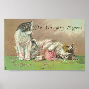 Poster Os gatinhos impertinentes obtiveram no fio