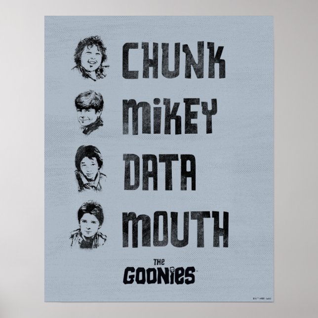 Poster Os Goonies | Parte, Mikey, Dados, Boca (Frente)