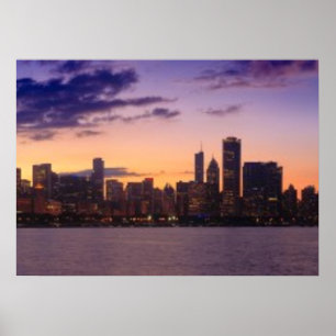 Pôster Os grupos do sol sobre a skyline de Chicago