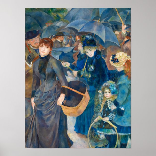 Poster Os Guarda-chuvas, 1881-1886, por Pierre-Auguste Re (Frente)