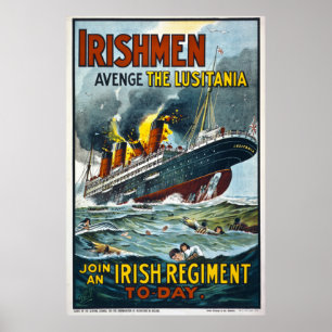 Pôster Os Irlandeses Avenge a extra grande do Lusitania
