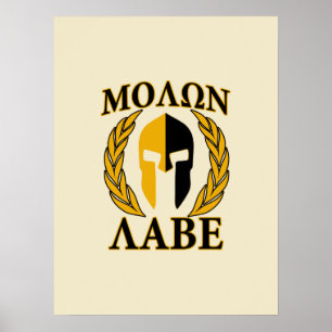 Pôster Os louros espartanos do capacete de Molon Labe