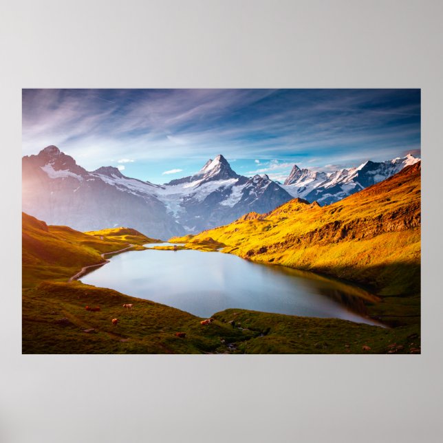 Poster Os maiores picos de Schreckhorn e Wetterhorn. (Frente)