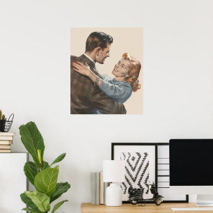 Poster Os Newlyweds romances do amor do vintage devem nó