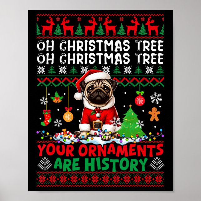 Poster Os Ornamentos De Árvores Do Xmas São Papais noeis  (Frente)