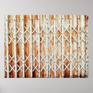 Poster Os painéis antigos da porta de ferro estão enferru