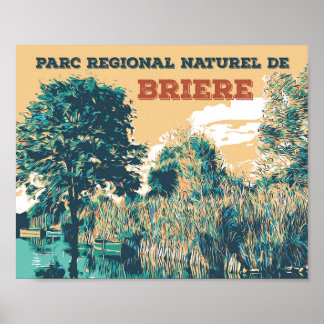 Poster Os pântanos do Parque Regional de Briere França