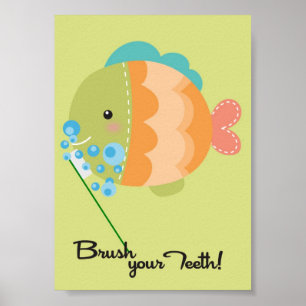 Pôster os peixes do oceano 5x7 escovam sua arte da parede