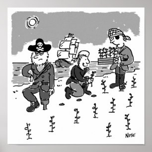 Poster Os piratas estão se preparando usando uma perna de