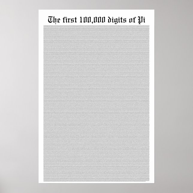 Poster Os primeiros 100.000 dígitos de Pi (Frente)