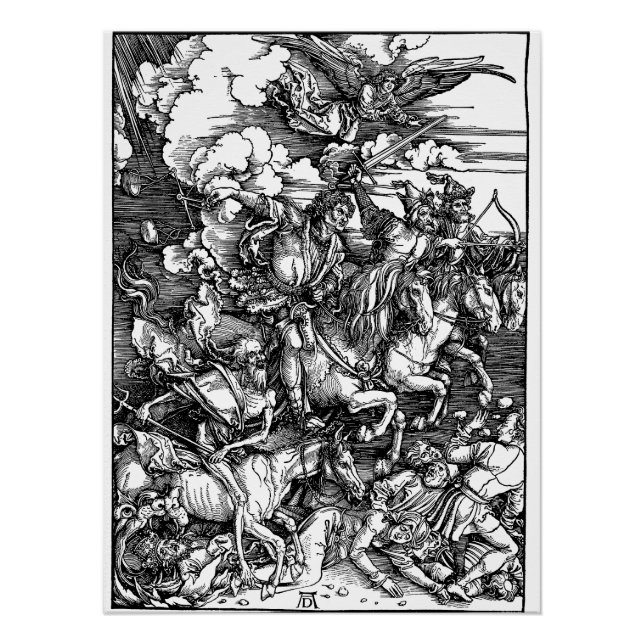 Pôster Os Quatro Cavalos (Durer 1511) (Frente)