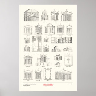 Poster Os Quatro Livros de Arquitetura - Templos Antigos