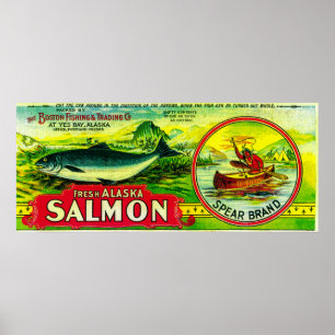 Poster Os salmões da lança podem a baía de LabelYes, A