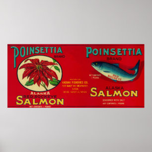 Pôster Os salmões da poinsétia podem etiquetar