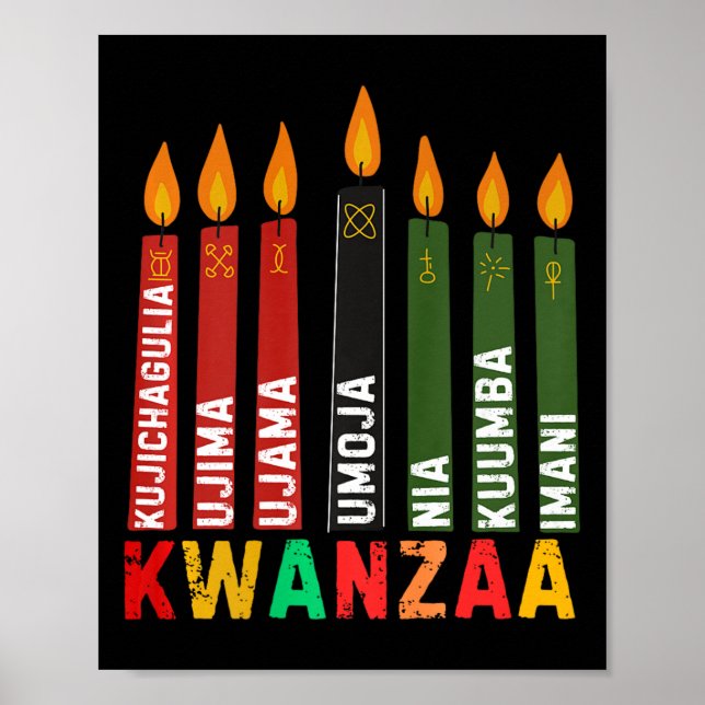 Poster Os Sete Princípios De Kwanzaa Kinara Happy Kwanz (Frente)