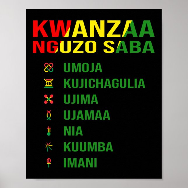 Poster Os Sete Princípios De Kwanzaa - Nguzo Saba (Frente)
