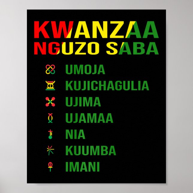 Poster Os Sete Princípios De Kwanzaa - Nguzo Saba (Frente)