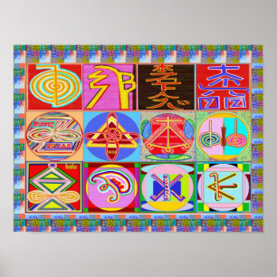 Pôster Os símbolos curas do mestre de REIKI Karuna