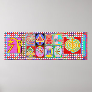 Pôster Os símbolos curas do mestre de REIKI Karuna