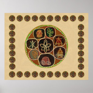 Pôster Os símbolos curas do mestre de REIKI Karuna