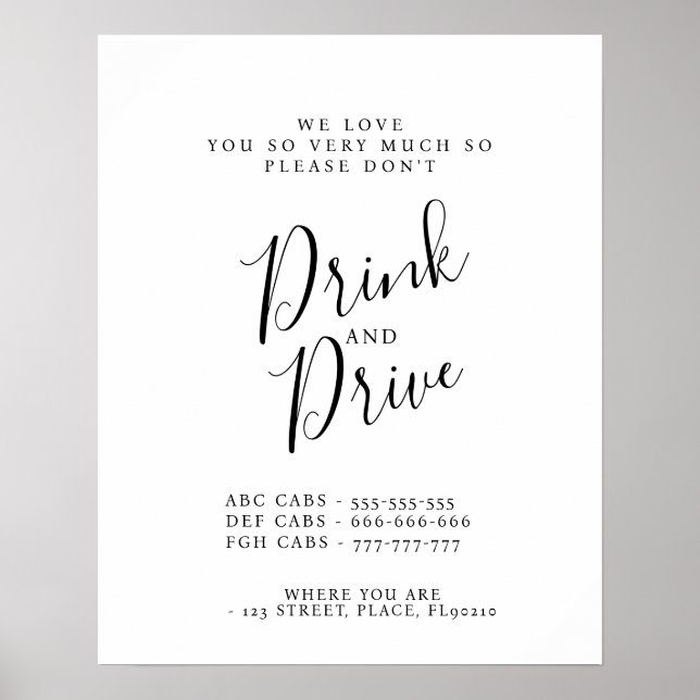 Poster Os táxis do partido moderno não bebem nem dirigem  (Frente)