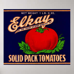 Poster Os tomates "pacote sólido" Elkay dos anos 30 podem