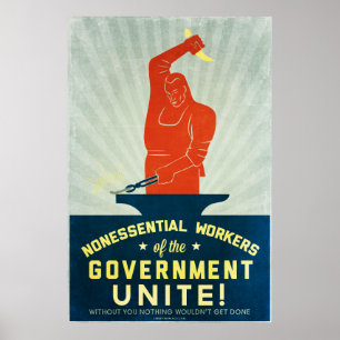 Poster Os trabalhadores do Nonessential do governo