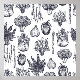 Poster Os vegetais frescos têm um padrão perfeito. Brocco