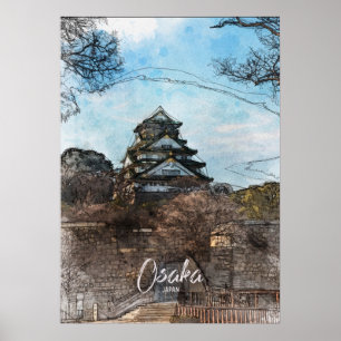 Poster Osaka Castle Sketch
