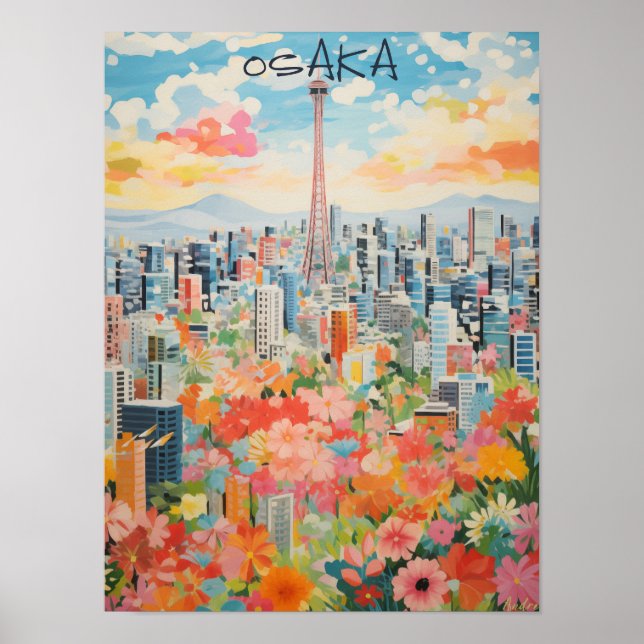 Poster Osaka Japan Travel City Wall Art Aesthetic (Frente)
