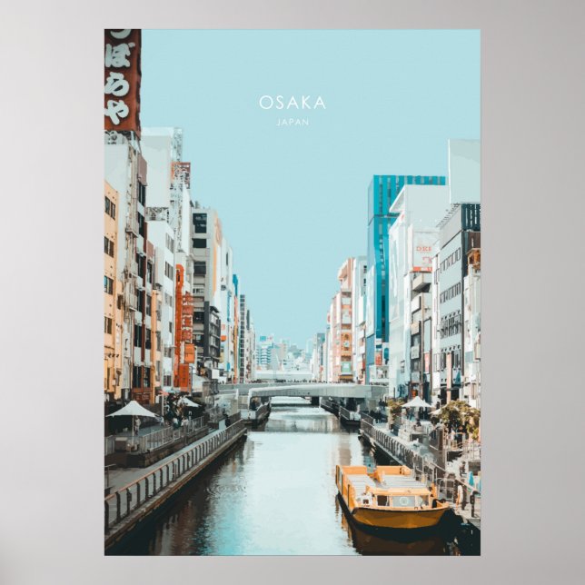 Poster Osaka, Trabalho de arte Viagem do Japão (Frente)