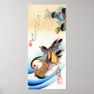 Poster Oshidori (Patos Mandarim), Hiroshige de Belas Arte