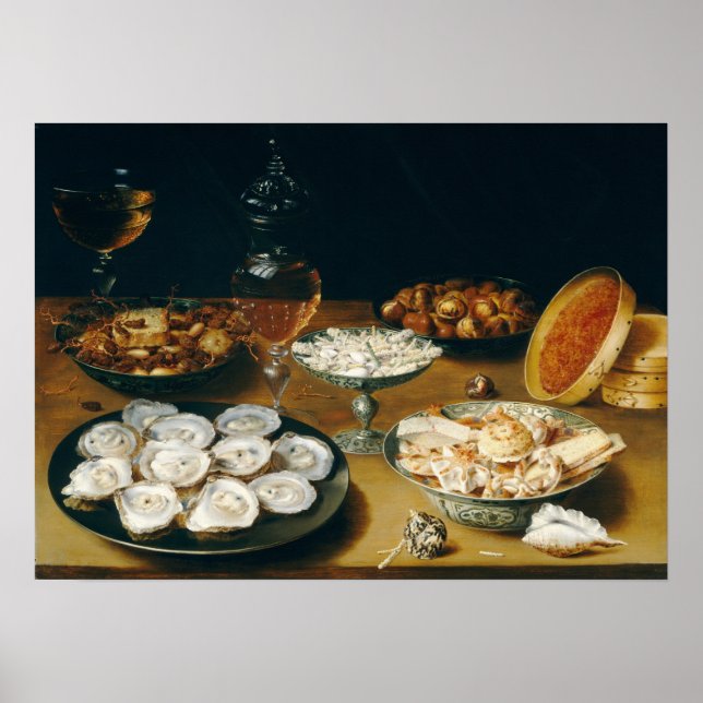 Poster Osias Beert the Elder Dishes with Oysters, Fruta (Frente)