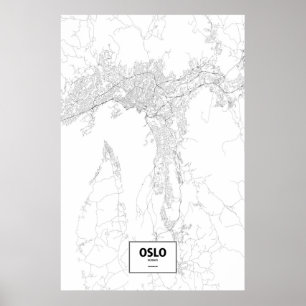 Poster Oslo, Noruega (preto no branco)